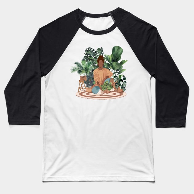 Plant lady, Girl with plants 3 Baseball T-Shirt by Gush Art Studio 1